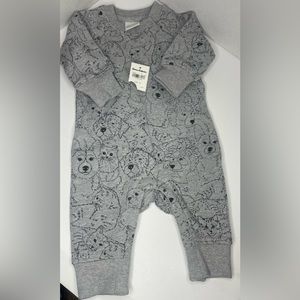 NWT Hanna‎ Andersson grey cozy critter sweatsuit Romper 3-6 month